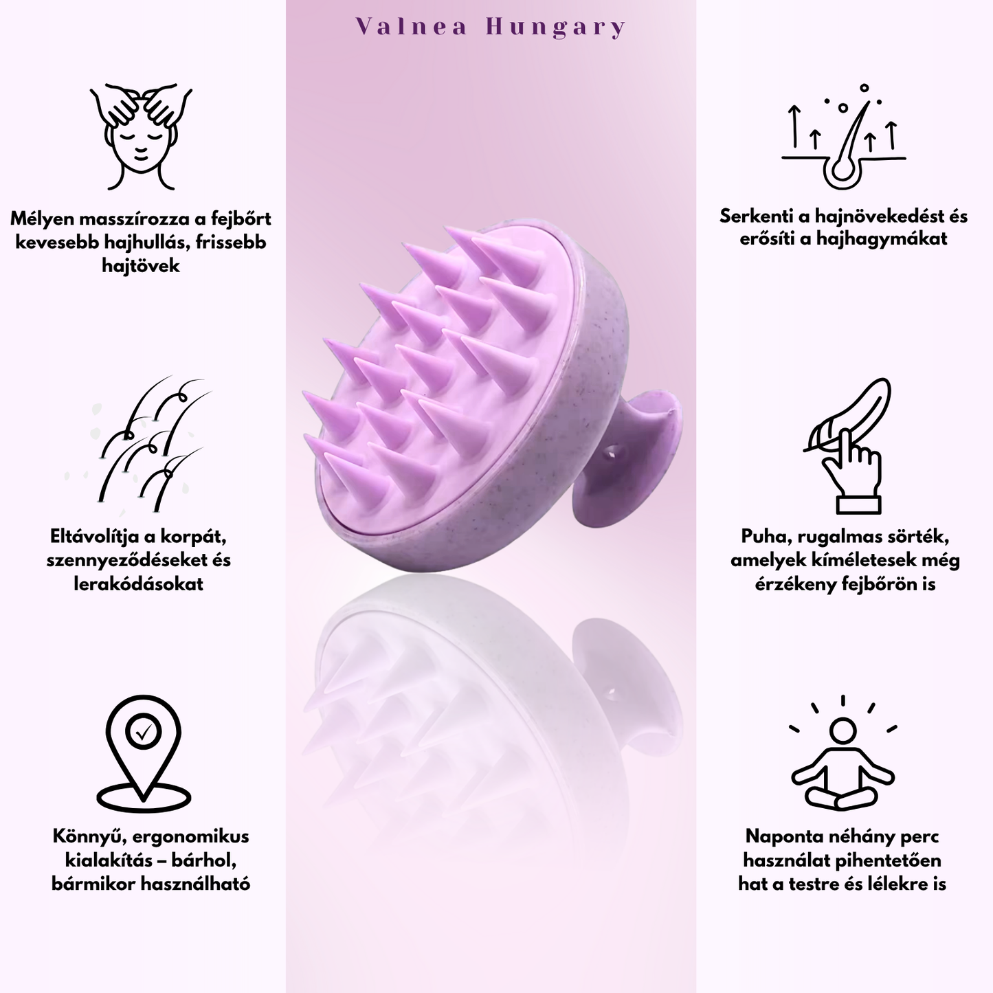 Fej és hajserkentő masszírozó kefe